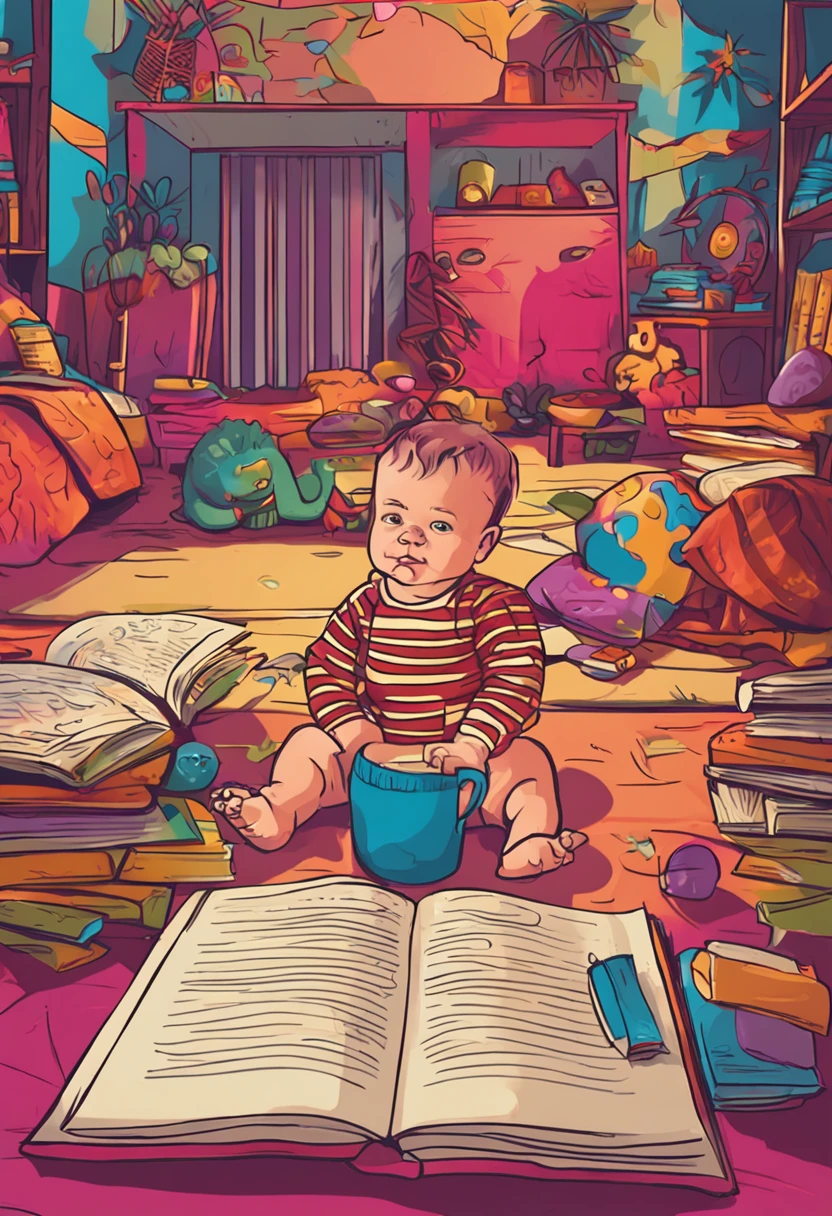 Vibrant baby reading book on table