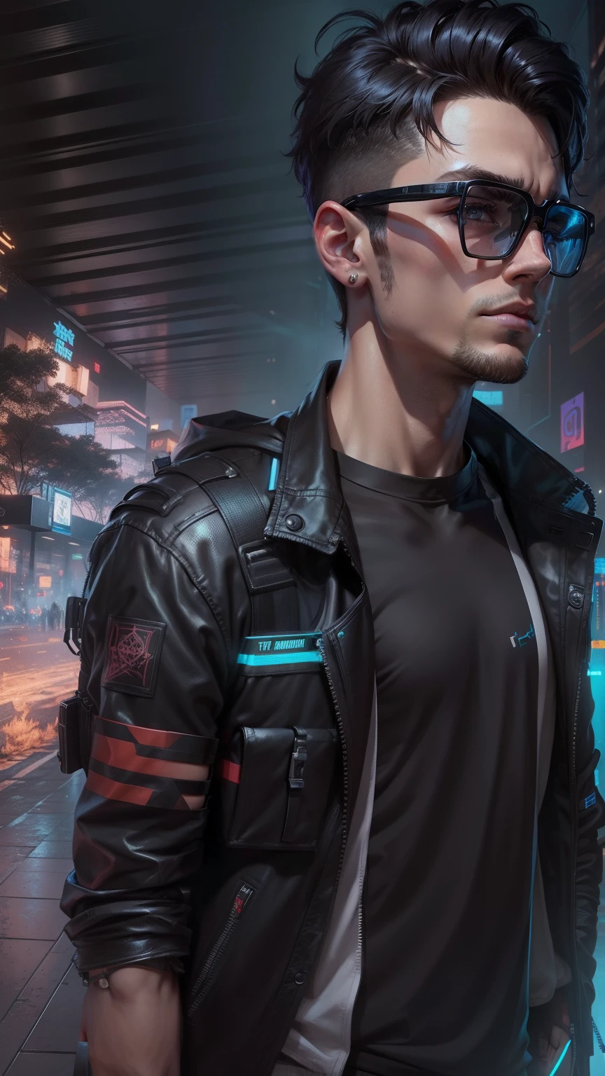 Change background cyberpunk cute boy , realistic face , 8k , Ultra realistic,