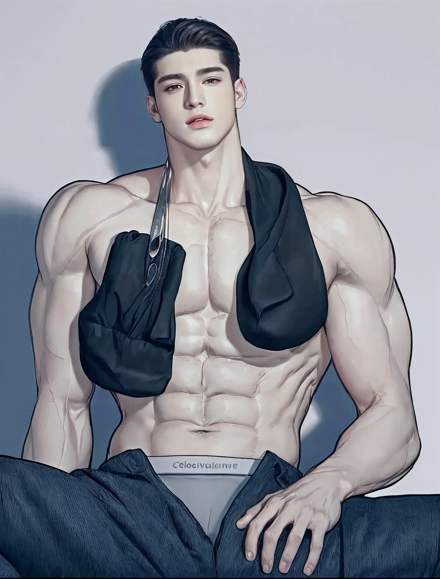Oppav3, (masterpiece, super high quality, high resolution, 8K, complex: 1.2), (detailed face: 1.2), handsome, detailed skin, pores, absurd, clumsy, 1boy, male focus, (realistic)), good lighting quality, muscle veins, (((pale skin)), curved, balanced eyes,