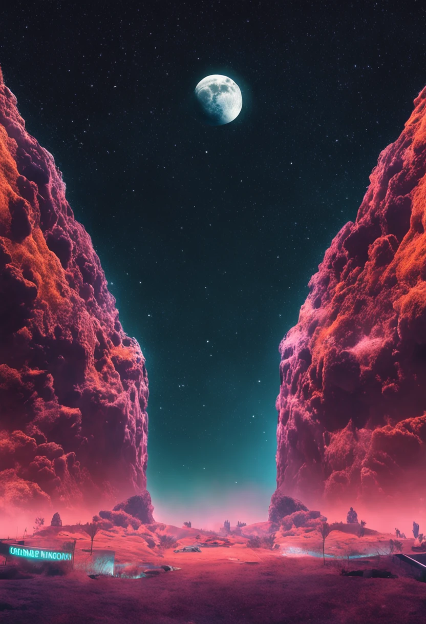 Round moon，nigh sky，Eau，inverted image