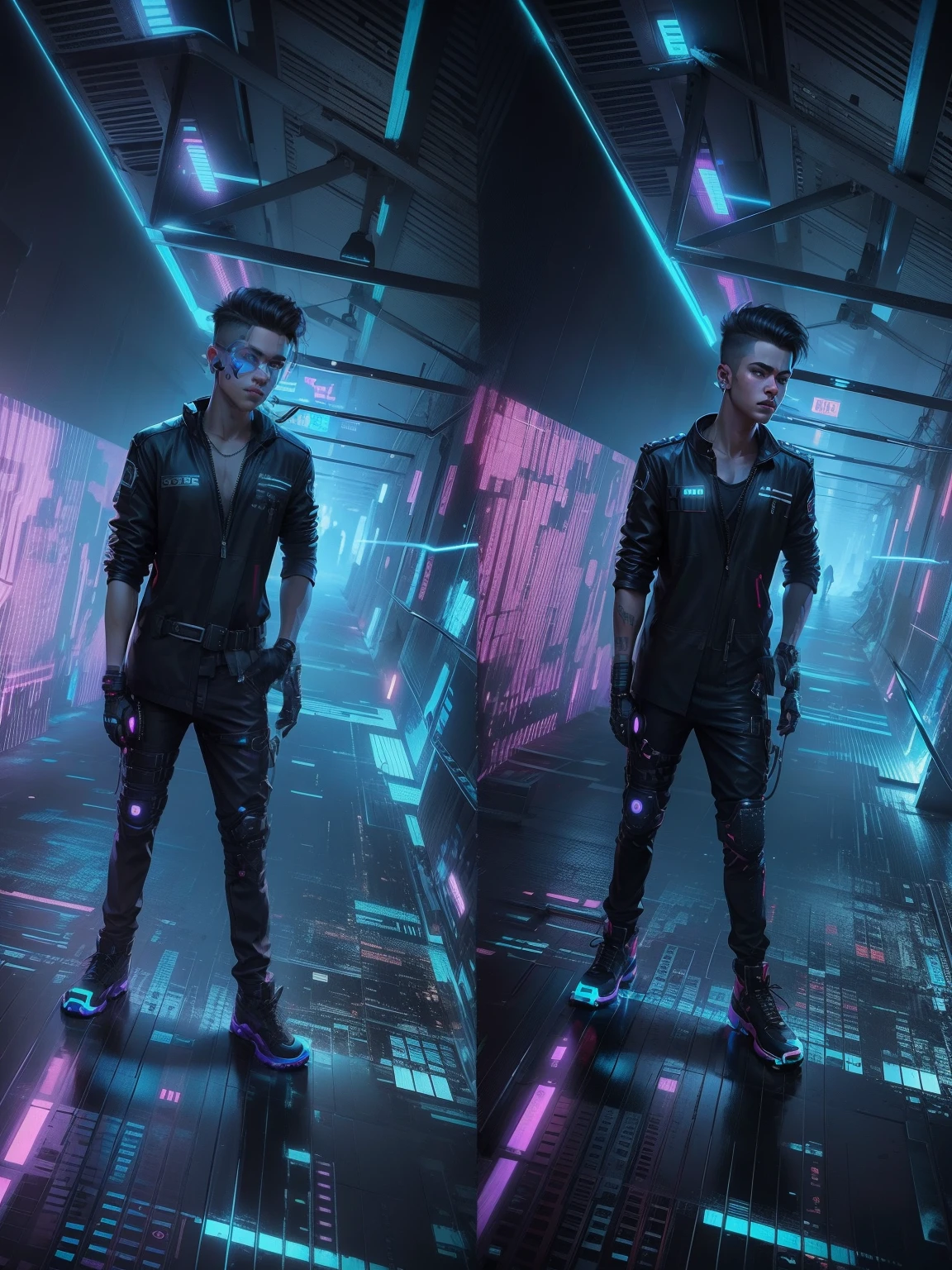 Change background cyberpunk cute boy , realistic face , 8k , Ultra realistic,