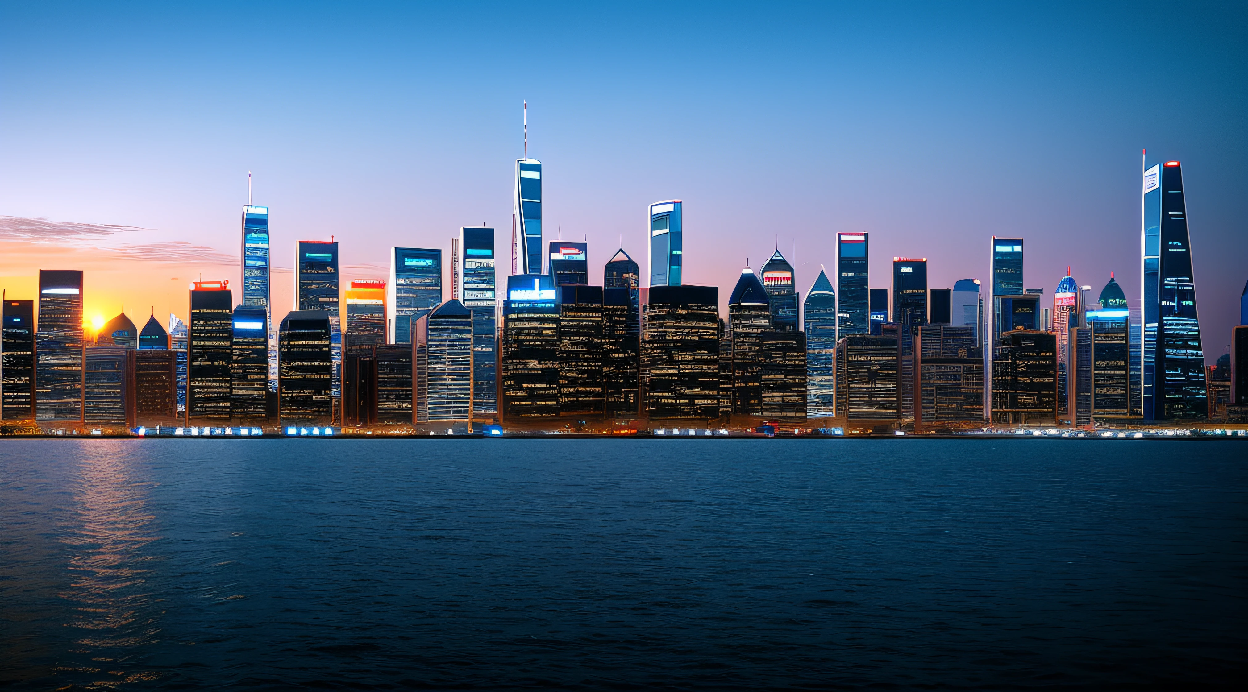 Aalfel city skyline with boats in the water, skyline showing, super wide view of a cityscape, city skyline in the background, wide - shot, wide wide shot, urban in the background, City in the background, ; Wide shot, super wide shot, wide wide shot, The city skyline is on the back, City view