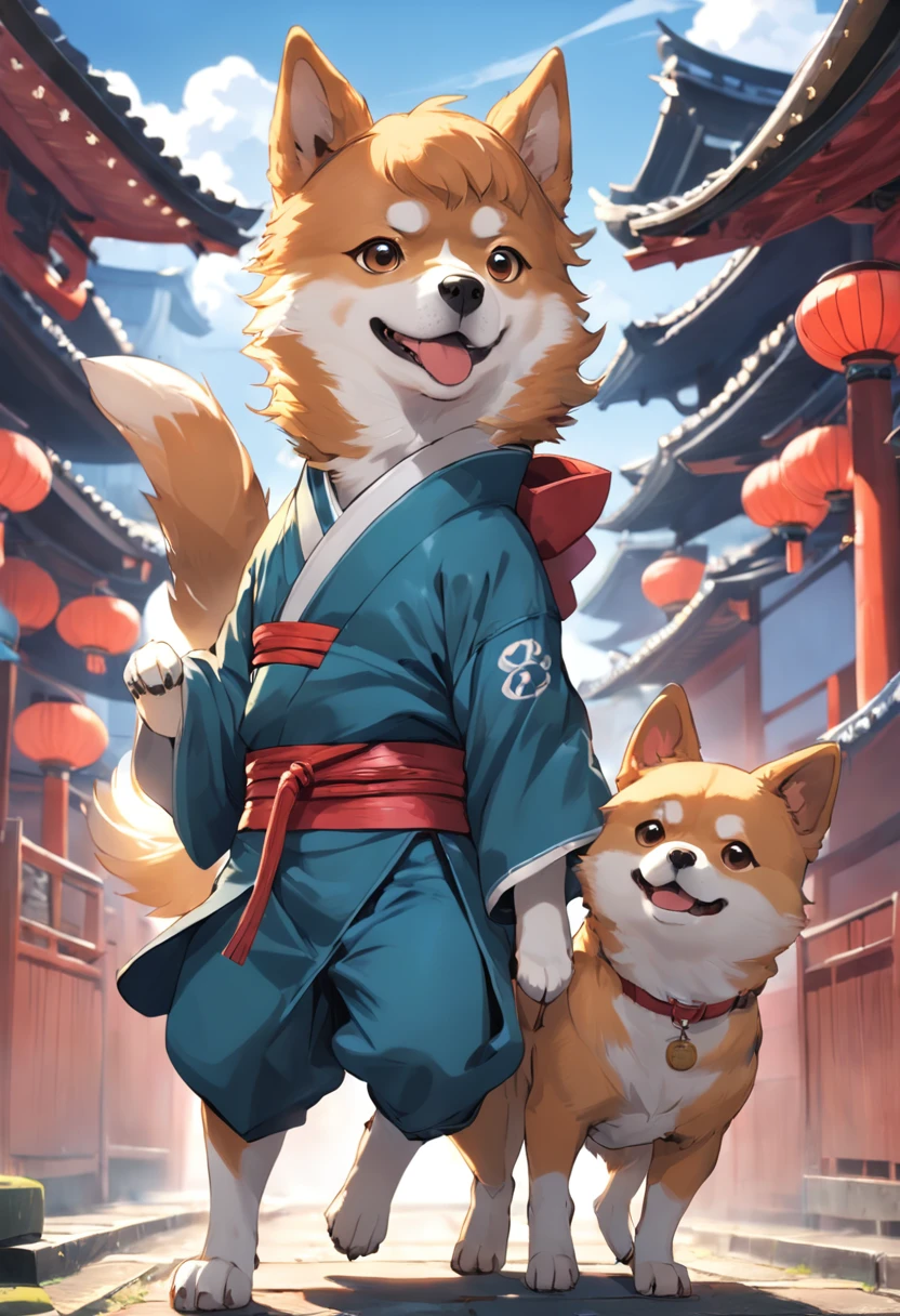 １Dog of the Dog、A dog is wearing ninja clothes、Dogs only、japanesedog、shibainu、Tiere、brushwood dog、no human、Dog hands、a Dog、dog、kawaii、Anime style