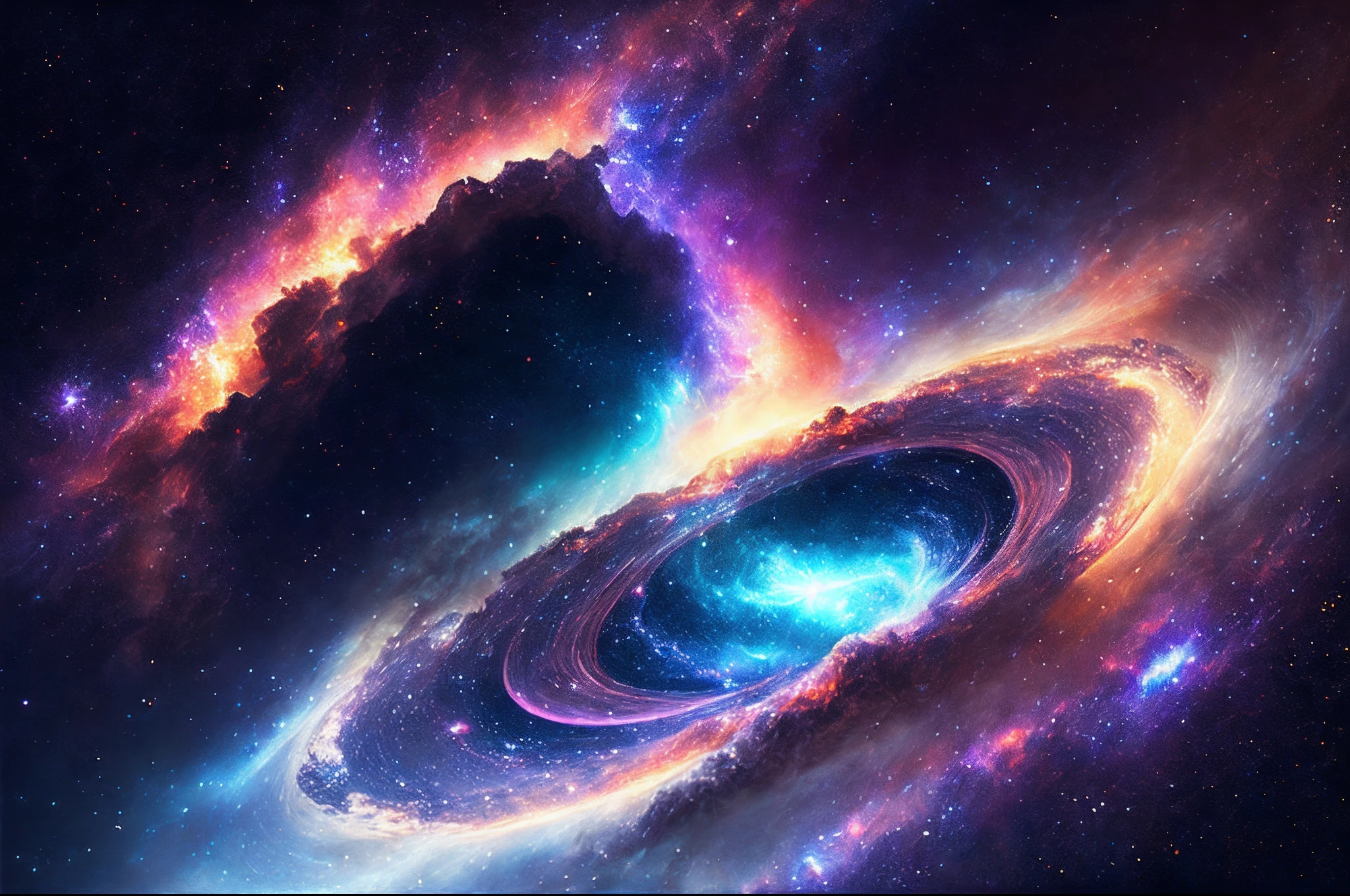 Interstellar, space exploration, distant galaxies, breathtaking celestial views, cosmic wonders, epic space journey, infinite expanse, mesmerizing star clusters, ethereal nebulae.
