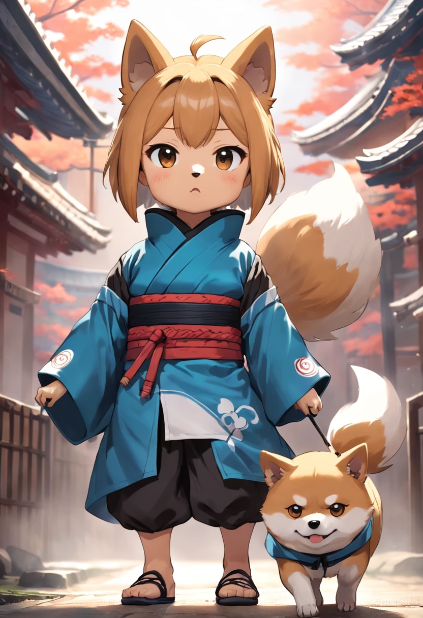 1Dog of the dog、A dog is dressed in ninja clothes、Dogs only、Japanese Dog、Shiba dog、Tiere、Brushwood Dog、No human、Dog hands、a Dog、Dog、kawaii、Anime style