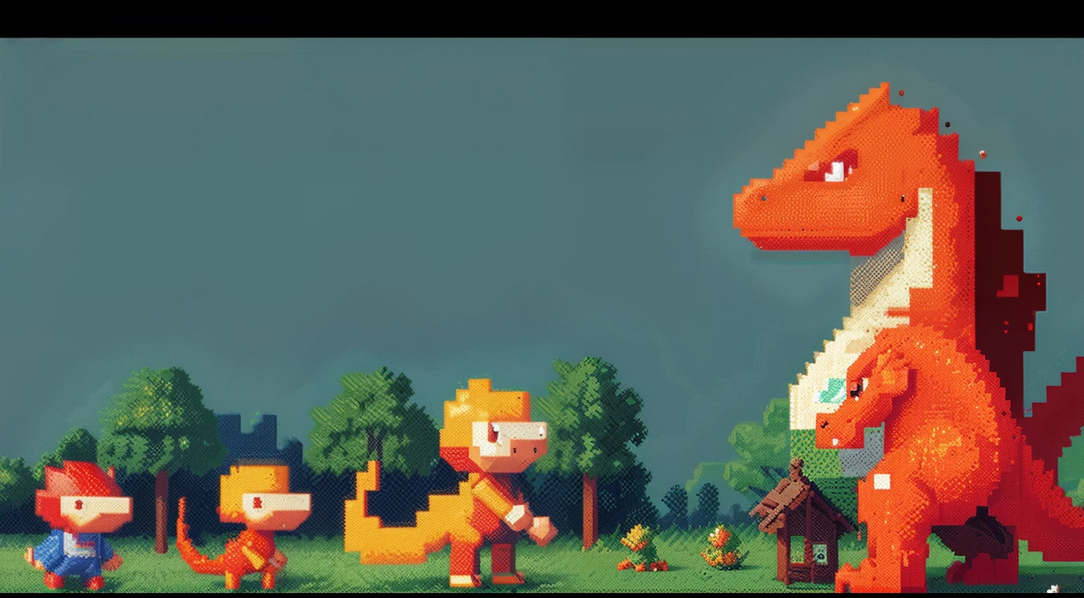 Close-up of pixel-like image of red dinosaur,Cute dinosaurs,1:1 head body,Dragon pixel art, 1 0 0 0 x 1 0 0 0 pixel art, pixel art sprite, videogame sprite, high quality pixel art, Pixel art vintage Digimon bitmap, For red and blue Digimon, Pixel eh, 32-bit pixel art, vintage art, pixel art 8 - bit, pixelart style