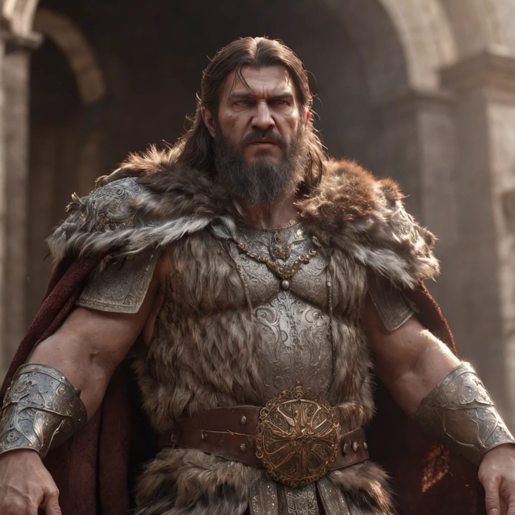 (professional 3d render:1.3) af (Realistic:1.3) most beautiful artwork photo in the world,Features soft and shiny male Bulgarian King known as Tsar Simeon the great, ((Epic hero fantasy muscle man rough wet hero angry look long hair short beard crown and byzantium bulgarian regalia and ferocious expression in dynamic pose, Fantastic location, Majestic cluttered environment)), full body 8k unity render, action shot, skin pore, very dark lighting, heavyshading, Detailed, Detailed face, (vibrant, photograph realistic, Realistic, Dramatic, Dark, Sharp focus, 8K), (Old leather garments damaged by weathering:1.4), ((((Wear fur)))), (Intricate:1.4), decadent, (Highly detailed:1.4), Digital painting, rendering by octane, art stations, concept-art, smooth, Sharp focus, illustration, Art germ, (loish:0.23), wlop ilya kuvshinov, and greg rutkowski and alphonse mucha gracias, (Global illumination, Studio light, volumettic light), heavy rain, particles floating, lotr, fantasy, elf, full bodyesbian, ((Dark and ancient city background:1.3)),CGSesociety,art stations