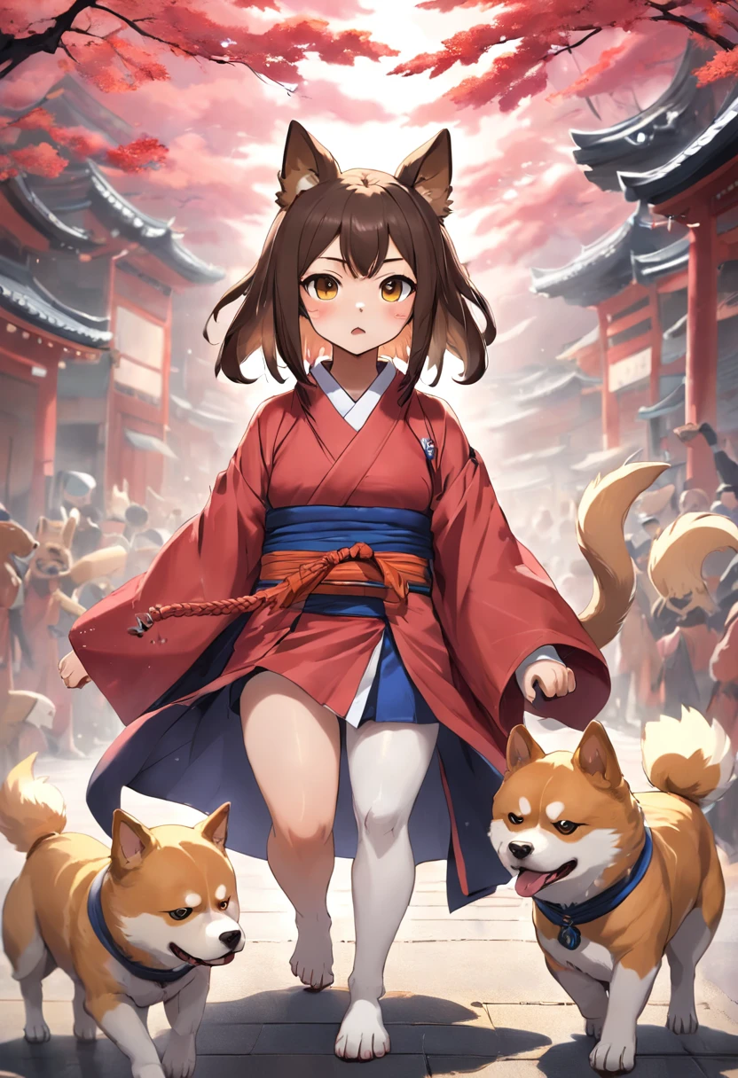 １Dog of the Dog、A dog is wearing ninja clothes、Dogs only、japanesedog、shibainu、Tiere、brushwood dog、no human、Dog hands、a Dog、dog、kawaii、Anime style