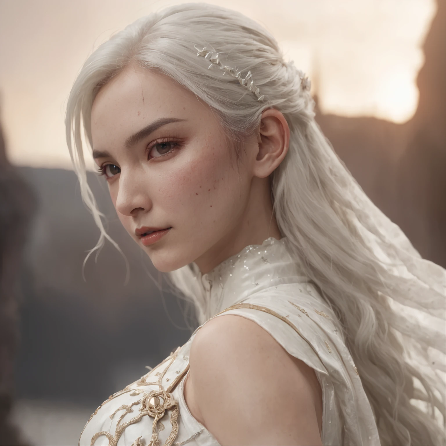 (professional 3d render:1.3) af (Realistic:1.3) most beautiful artwork photo in the world,Features soft and shiny female heroes, ((long whitr hair, Fantastic location, Majestic cluttered environment)), Full body 8K unified rendering, action shot, skin pore, very dark lighting, heavyshading, Detailed, Detailed face, (vibrant, photograph realistic, Realistic, Dramatic, Dark, Sharp focus, 8K), (Old leather garments damaged by weathering:1.4), ((((a white long skirt)))), (Intricate:1.4), decadent, (Highly detailed:1.4), Digital painting, rendering by octane, art stations, concept-art, smooth, Sharp focus, illustration, Art germ, (Liu Yifei:0.23), Liu Yifei, Liu Shishi, (Global illumination, Studio light, volumettic light), heavy rain, particles floating, lotr, fantasy, elf, full bodyesbian, ((Dark and ancient city background:1.3)),CGSesociety,art stations