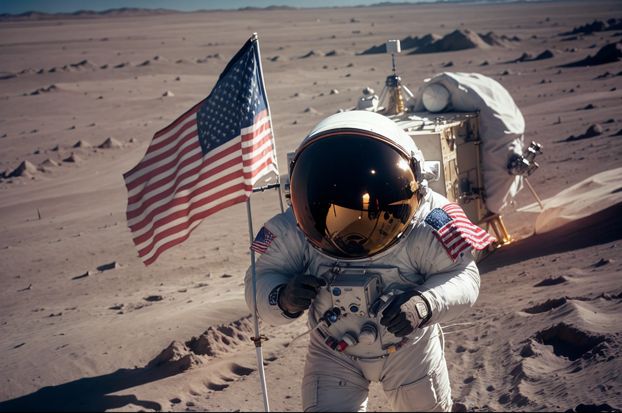 "Buzz Aldrin, iconic astronaut, Apollo 11 moon landing, space exploration pioneer, lunar module, moonwalk, astronaut suit, American flag, lunar surface, Neil Armstrong, space mission, NASA, historic moment."