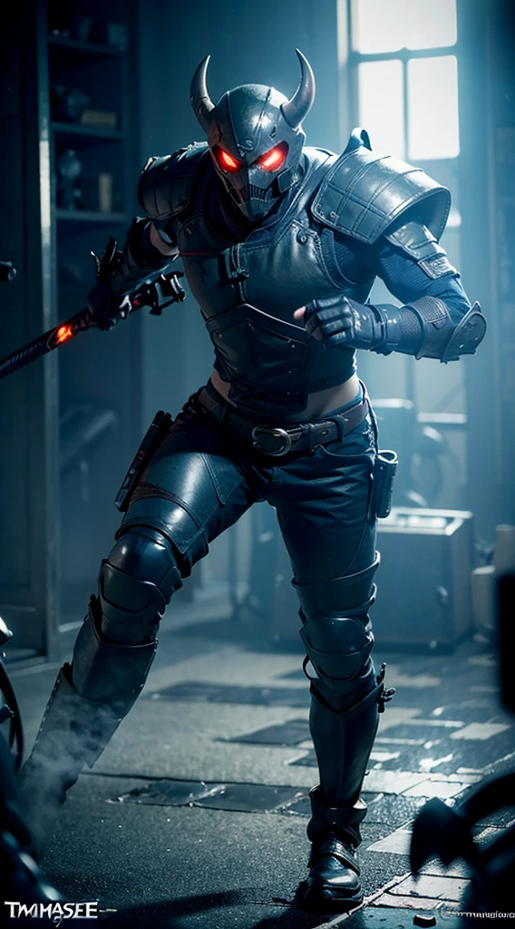 (extremely detailed CG unity 16k wallpaper:1.1), (Denoising strength: 1.45), (tmasterpiece:1.37), game style, Rookie Cybertron, Cyber ninja mask, Cyberpunk details, Heavy armor, Dark magic, Necromancy magic, Full body portrait, Mortal Kombat fighter, Ultra photo realsisim, More detailed background, Ghost World, tactical armor, Black and blue, Tar fluid texture, black goo, Unforgettable mood, Creepy lighting, Dark, skulls, Diablo game aesthetics, 8K