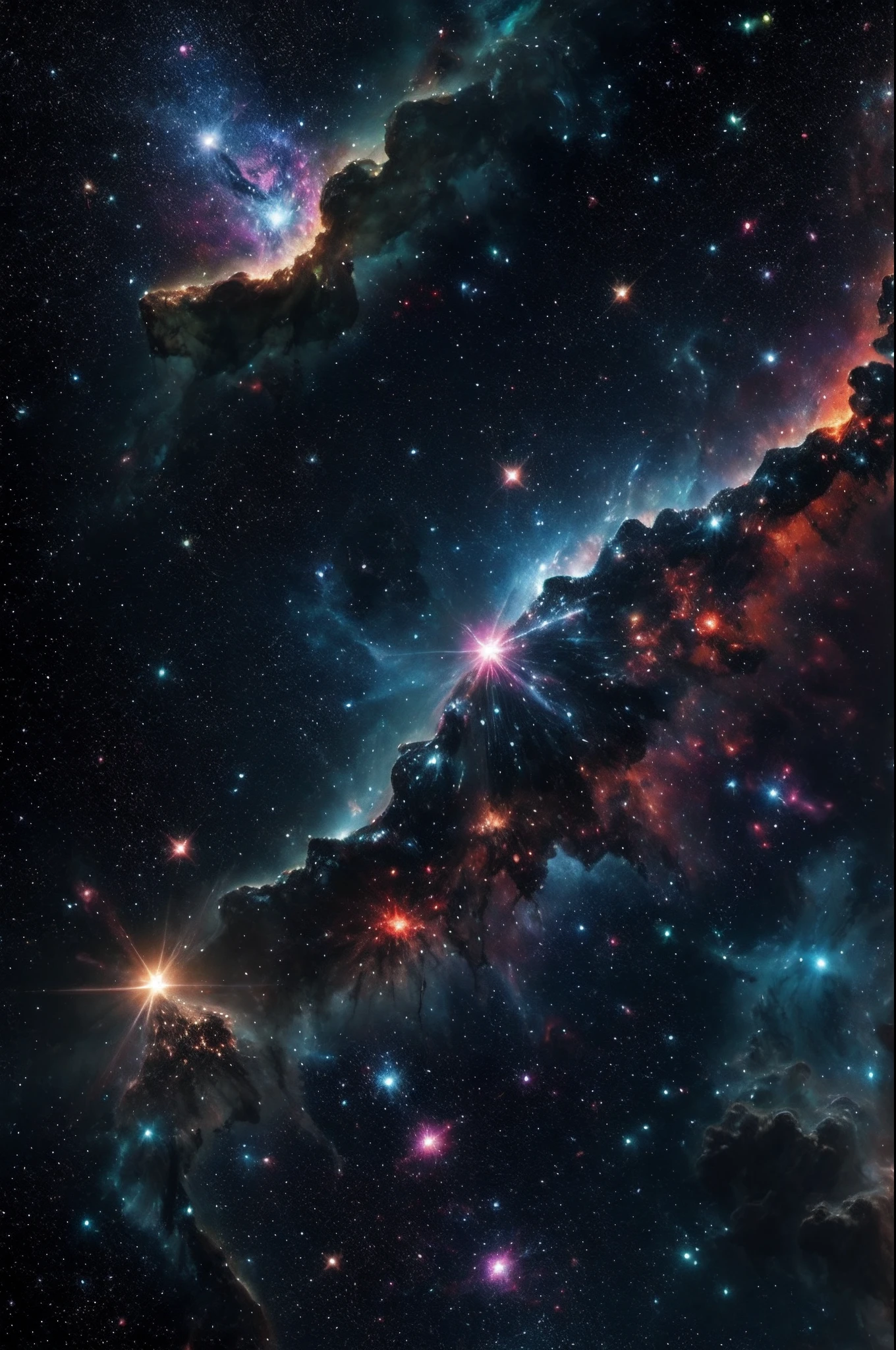 a close up of a star formation with a black background, gemini star formation, distant nebula are glowing algae, stellar formation, exploding nebulae, a cosmic entity made of stars, dramatic exploding nebulae, glorious galactic collision, galactic light colors, collapsing stars and supernovae, in a nebula, gorgeous nebula is born, suns and supernovas
