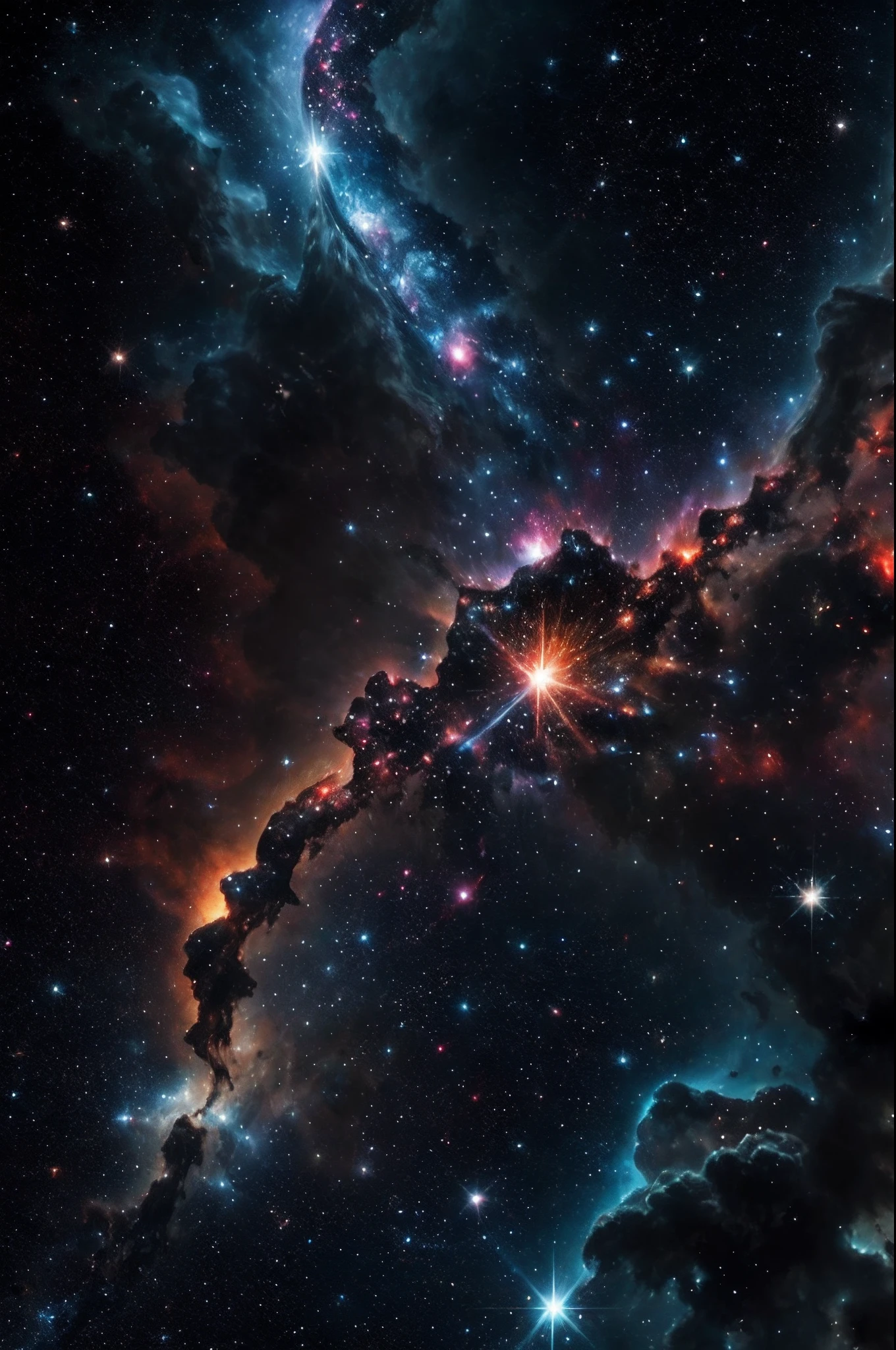 a close up of a star formation with a black background, gemini star formation, distant nebula are glowing algae, stellar formation, exploding nebulae, a cosmic entity made of stars, dramatic exploding nebulae, glorious galactic collision, galactic light colors, collapsing stars and supernovae, in a nebula, gorgeous nebula is born, suns and supernovas