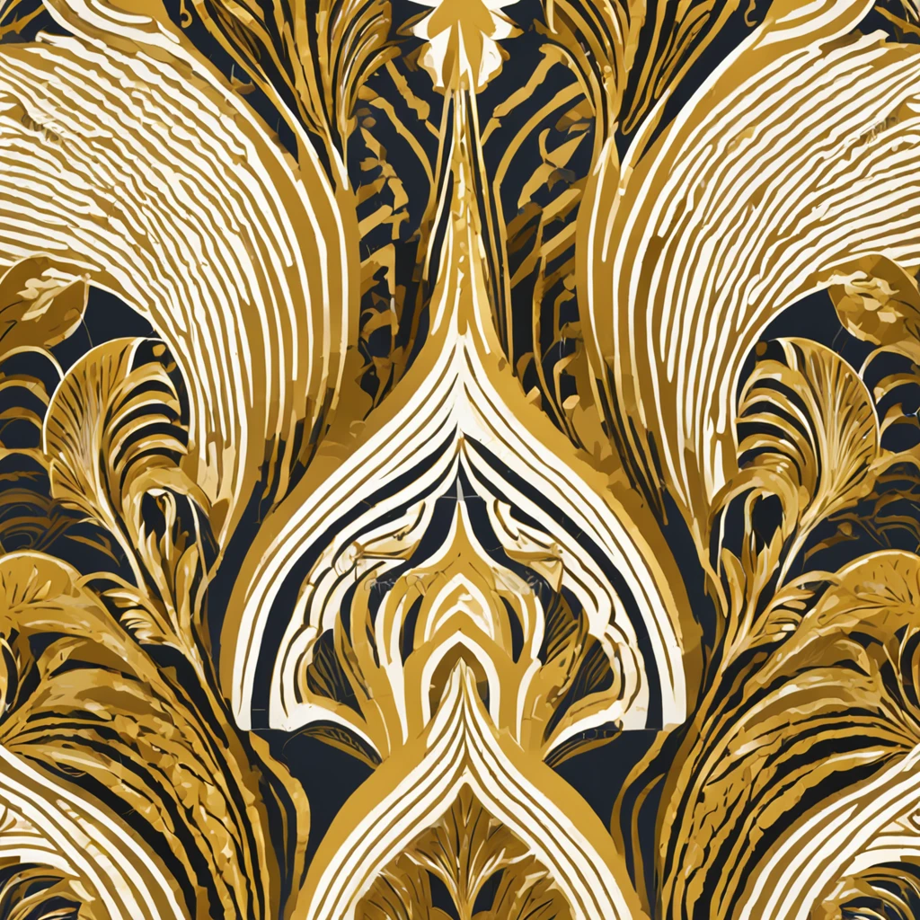 a close up of a wallpaper with a gold and white pattern, art deco pattern, art deco background, art deco patterns, art deco intricate ripples, art deco stripe pattern, art deco motifs, inspired by Katsushika Ōi, intricate art deco patterns, wallpaper pattern, art nouveau pattern, background art deco palace, intricate art deco leaf designs, art deco shapes