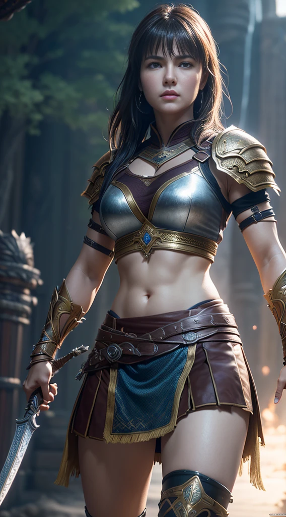 (extremely detailed CG unity 16k wallpaper:1.1), (Denoising strength: 1.45), (tmasterpiece:1.37), game style, Warrior Princess Xena, hyper HD, Dark fantasy