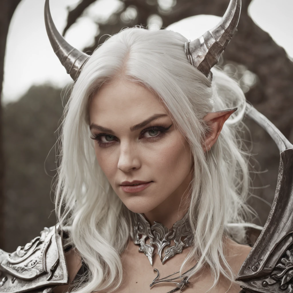 A demon hunter who fights ferocious monsters，Short white hair，Slash monsters with a silver sword