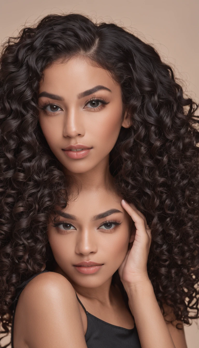 A beautiful and amazing black Brazilian woman,portrait of upper body,Free curls, Black curly hair, (dark shorter curly hair), Wild black long curly hair, multiversal hair, Brazilian, Short black curly hair, Curly black hair, Curls, wavy hair spread out, Baroque curls, curlies, curly, Fair curly hair, Hair texture, curly bang