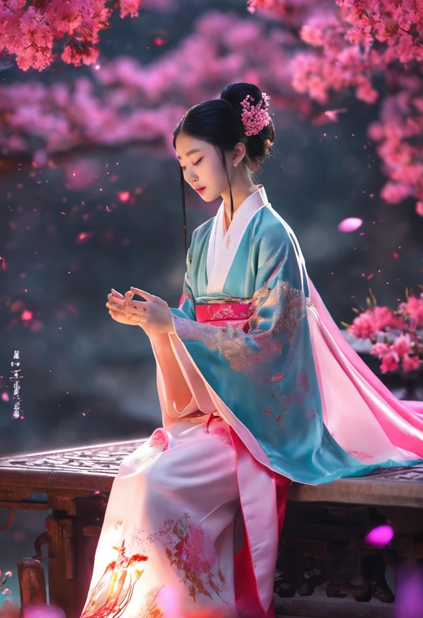 1girl, (hanfu), glowing, sidelighting, wallpaper,