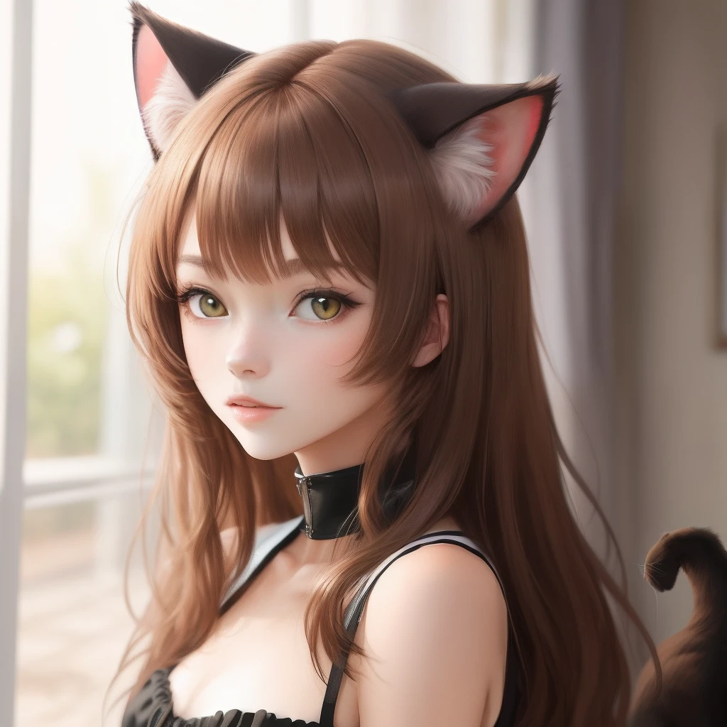 Brown cat ears Brown-haired female