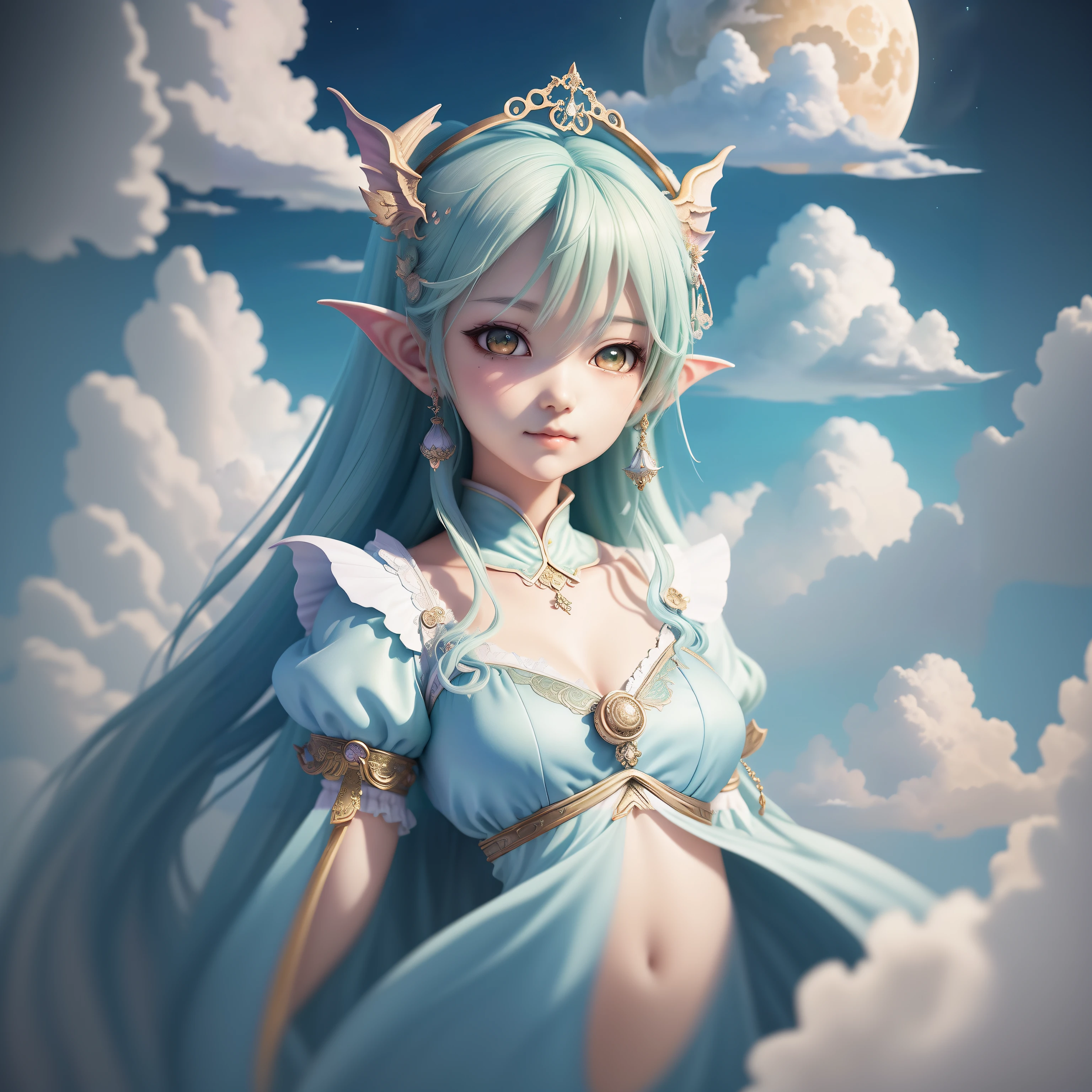 anime girl with blue hair and a crown on her head, 2. 5 D CGI anime fantasy artwork, portrait of an elf queen, portrait of very beautiful elf, Detailed digital anime art, Anime fantasy illustration, Elf Princess, beautiful and elegant elf queen, anime in fantasy style, Artgerm on ArtStation Pixiv, Elf Girl, Anime fantasy artwork