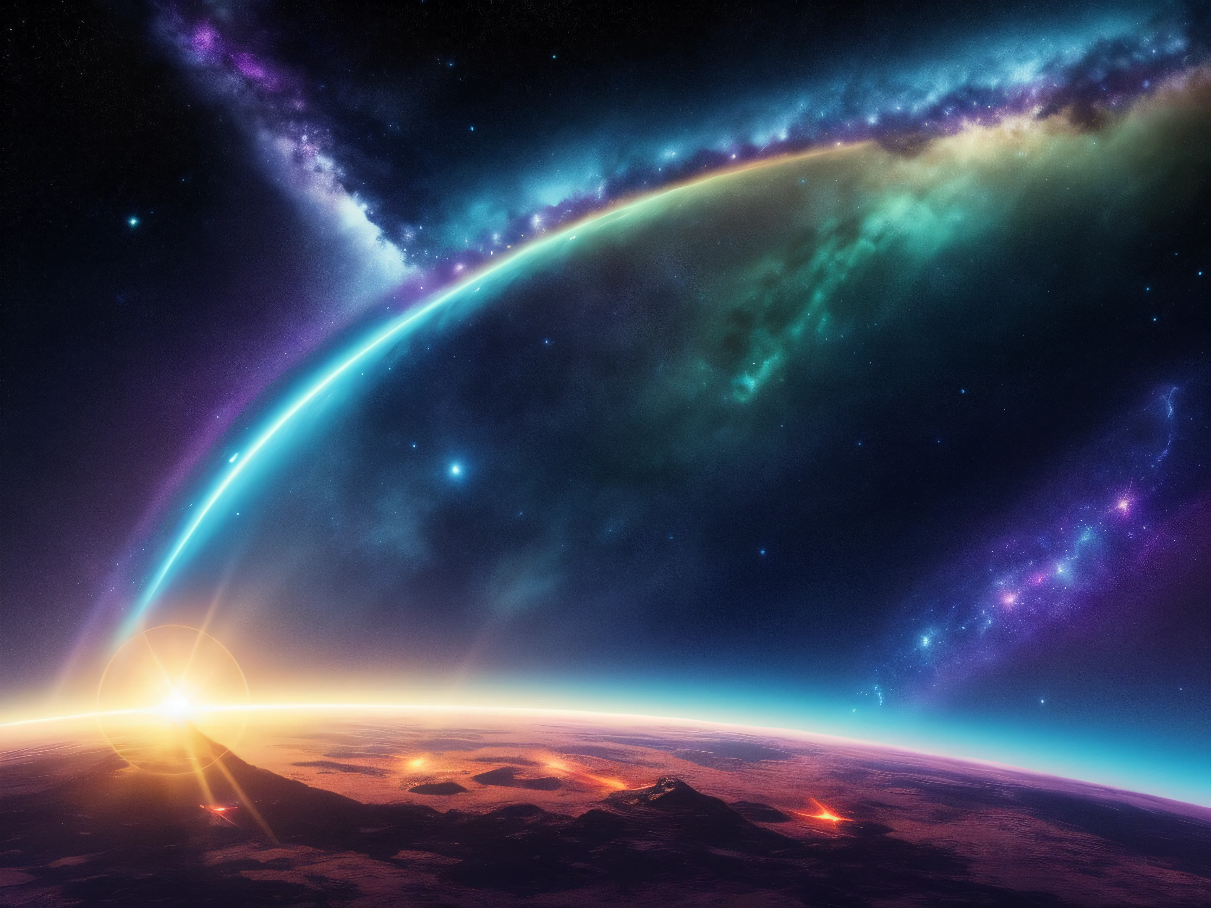 "Interstellar beings in a vibrant cosmic landscape, showcasing the wonders of extraterrestrial life."