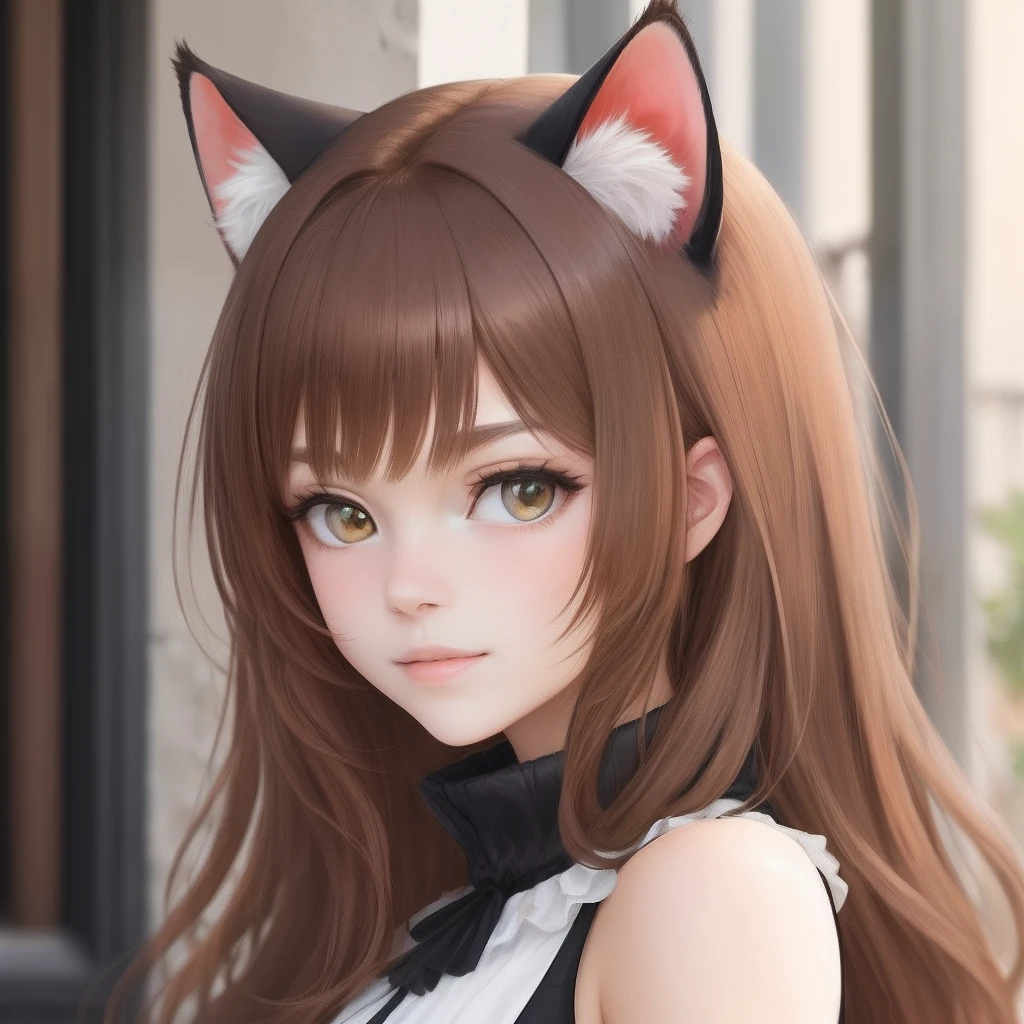 Brown cat ears Brown-haired female