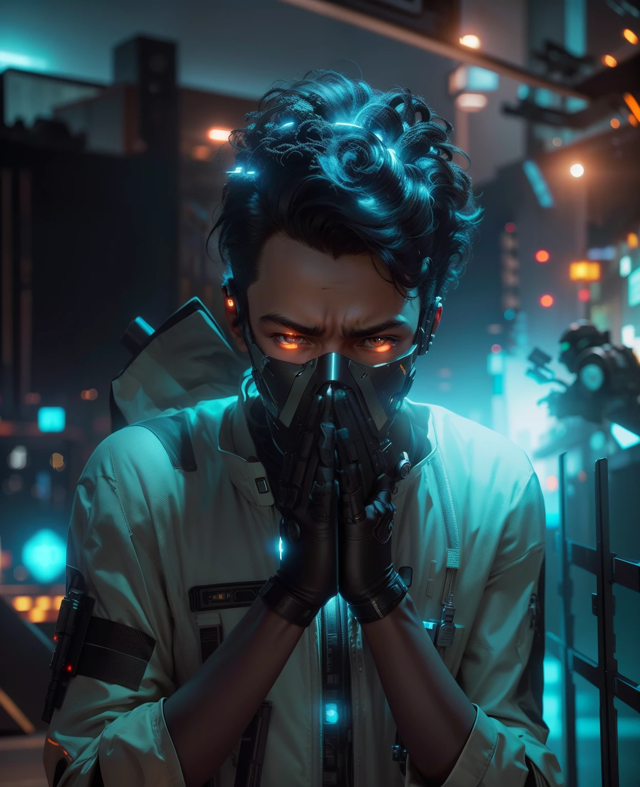 Astronaut, intricate, futuristic, advanced technology, dark environment, dramatic, light and shadow, cinematic, action movie, sharpness, random relaxed position, Cyberpunk City, street lights, dark street, night, Insta photo, photo of the year, octane render, substance, Maya 3D, cinema4D, ArtStation Trending, Devian Art Trend Indian boy robotic jacket