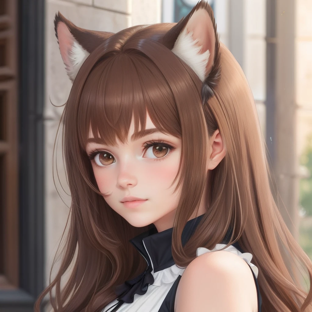 Brown-eared female with brown hair Frontal picture