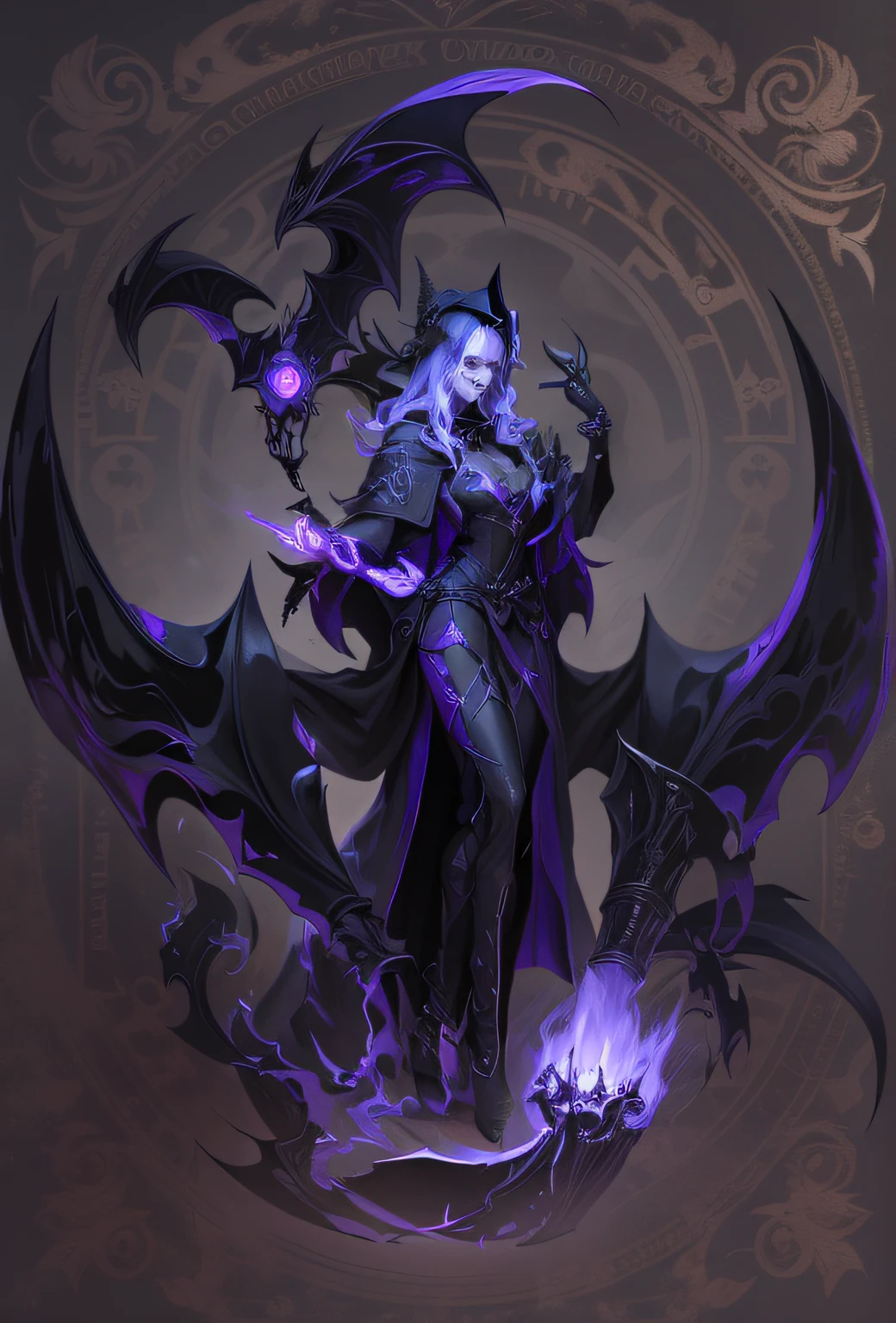 A close-up of a man in a black robe holding a scythe, beautiful female witch, reaper of night!!!!, Lich Vikner (D&D), dark cloaked necromancer, the reaper as a scary, D & d lich, Reminds me of the Grim Reaper, shinigami, lolth, illithid, lich, shinigami,High quality 4k,highest quality,Purple tattered robe,The eyes glow red,Background image white,Dark elements,Nice face,18-year-old girl,Broken wizard hat,Bigboobs,