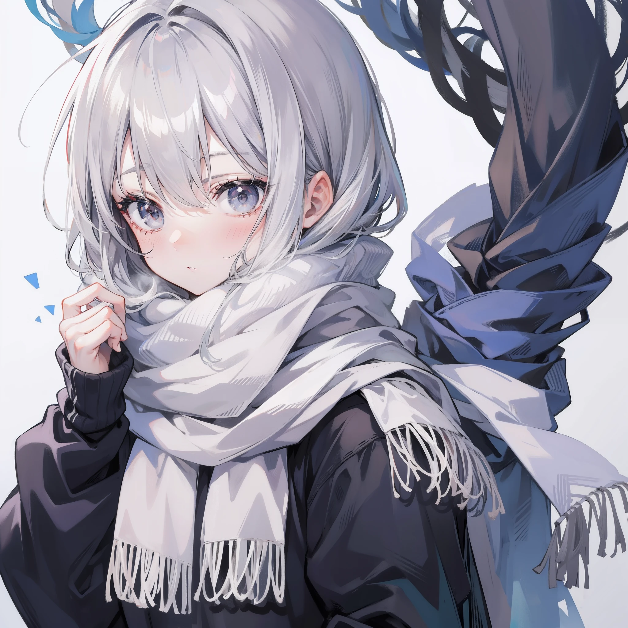 Gray hair and scarf,Cute girl