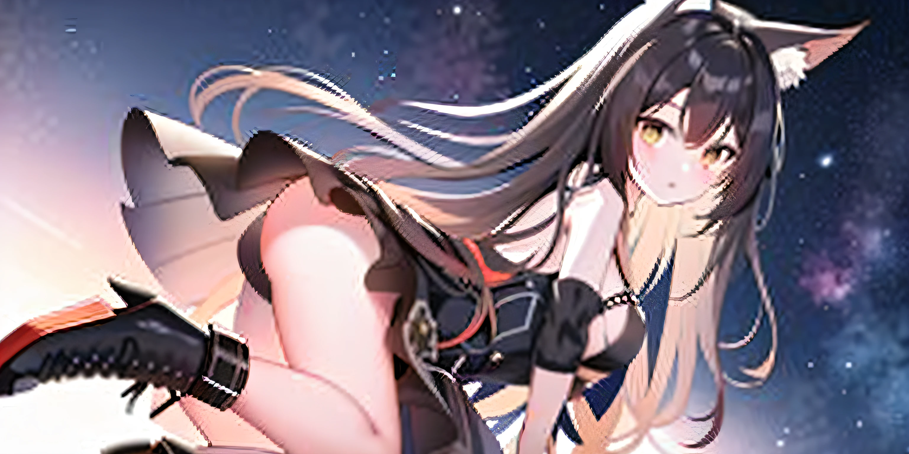 Anime girl with long hair and black boots on rocks, azur lane style, 《azur lane》role, A scene from the《azur lane》videogame, Girls Frontline CG, girls frontline universe, trending on cgstation, from girls frontline, Best anime 4k konachan wallpaper, Fine details. Girl Front, girls frontline style, Girl Front, nightcore, detailed anime