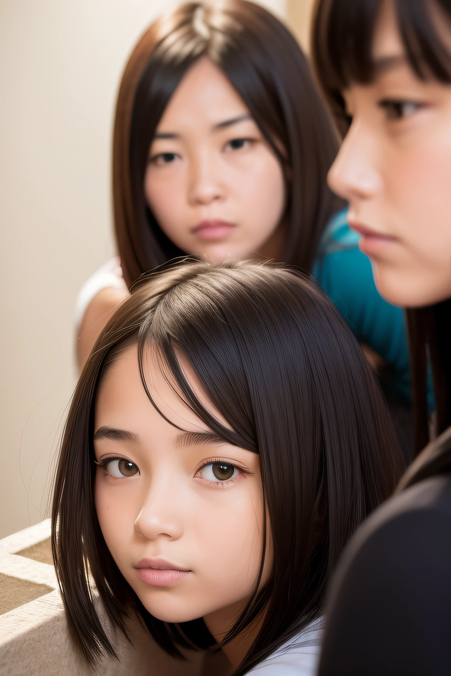 3 girl chating, looking to other faces
