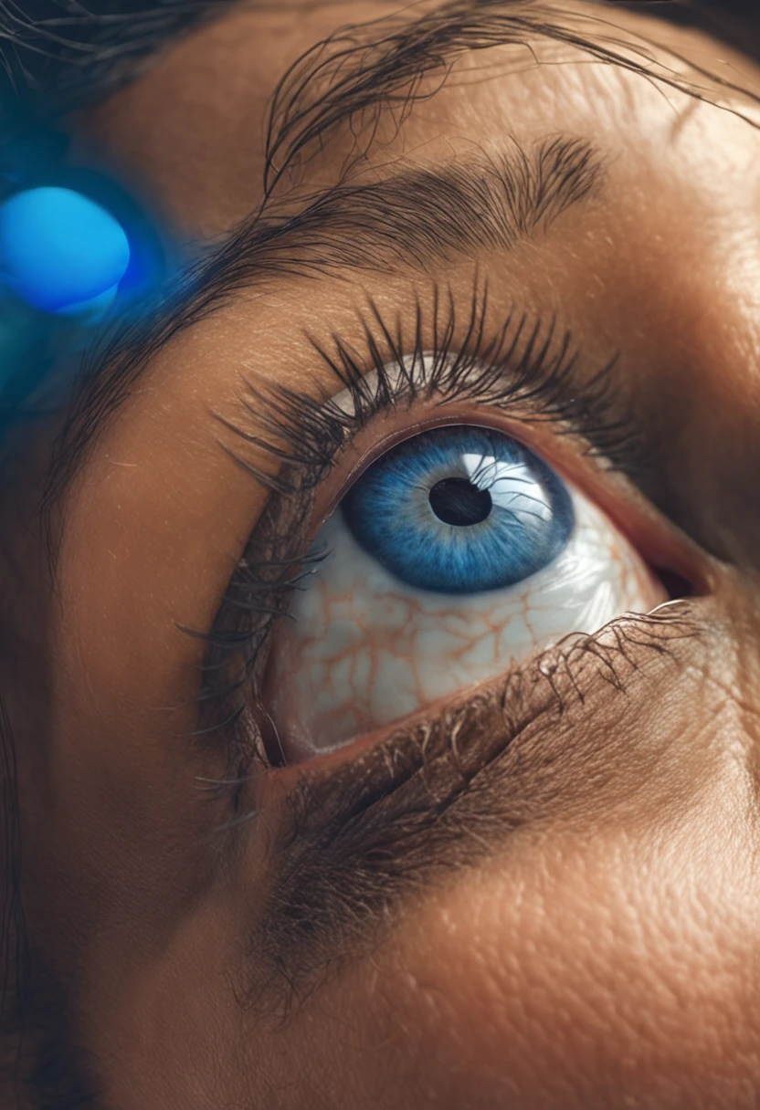 Mujer morena de ojos azules grandes pechos con cara sexi y pelo largo