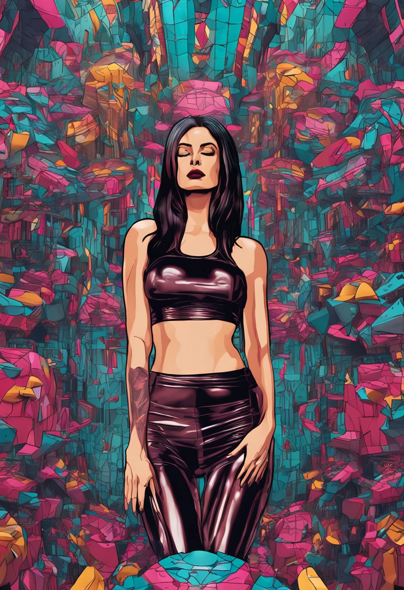 Women wear tight latex clothes, sweat on their bodies, have pale skin, and want to be , Surrealism, stereogram, UHD
