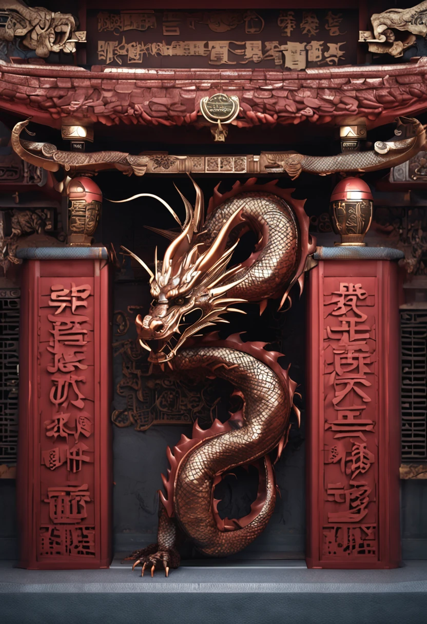 Classical Chinese architecture,A magnificent structure,Domineering dragon wood carving,red carpet,Steps
