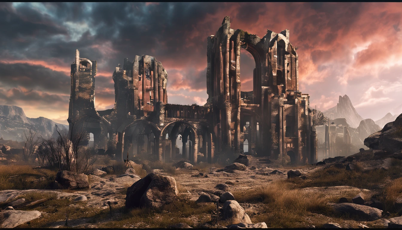 ruins、A huge tower in the back of the center、Auld Lang Syne