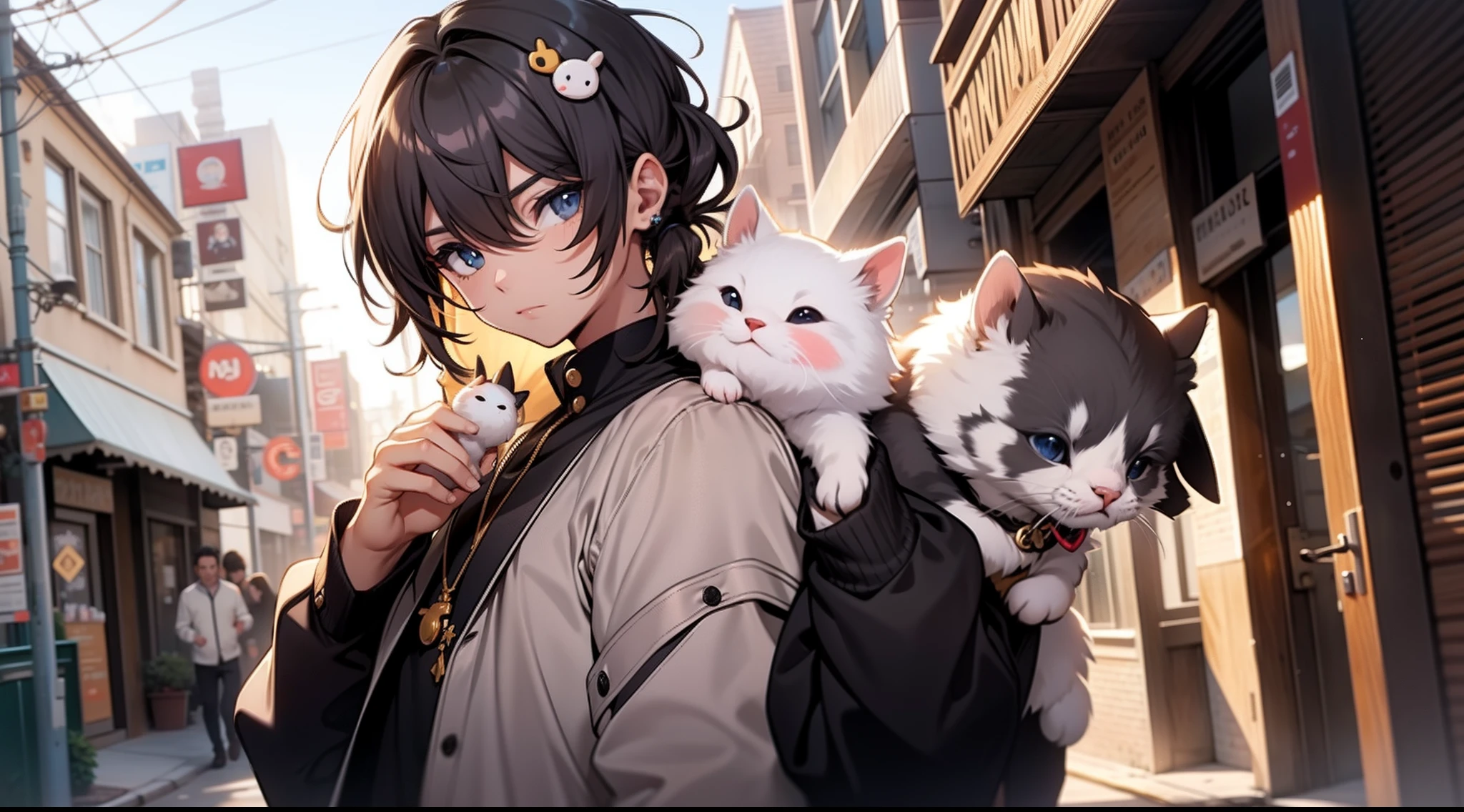 I have a lot of cute animal pins in my hair cute little Long male people