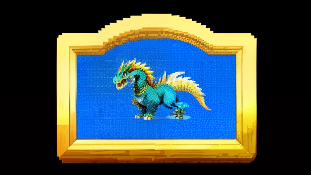 鸟山明风格,Flat pixel games《dragon quest》,Game monster design,(a Oriental Dragons:1.4),Full body like,16-bit pixels