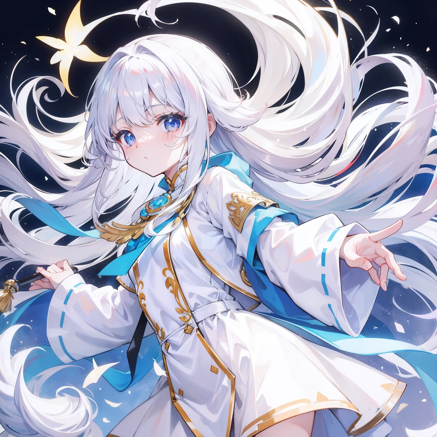 Milky long-haired milk，White clothes，Hu Hu is a very cute face，This is a cute sweet girl