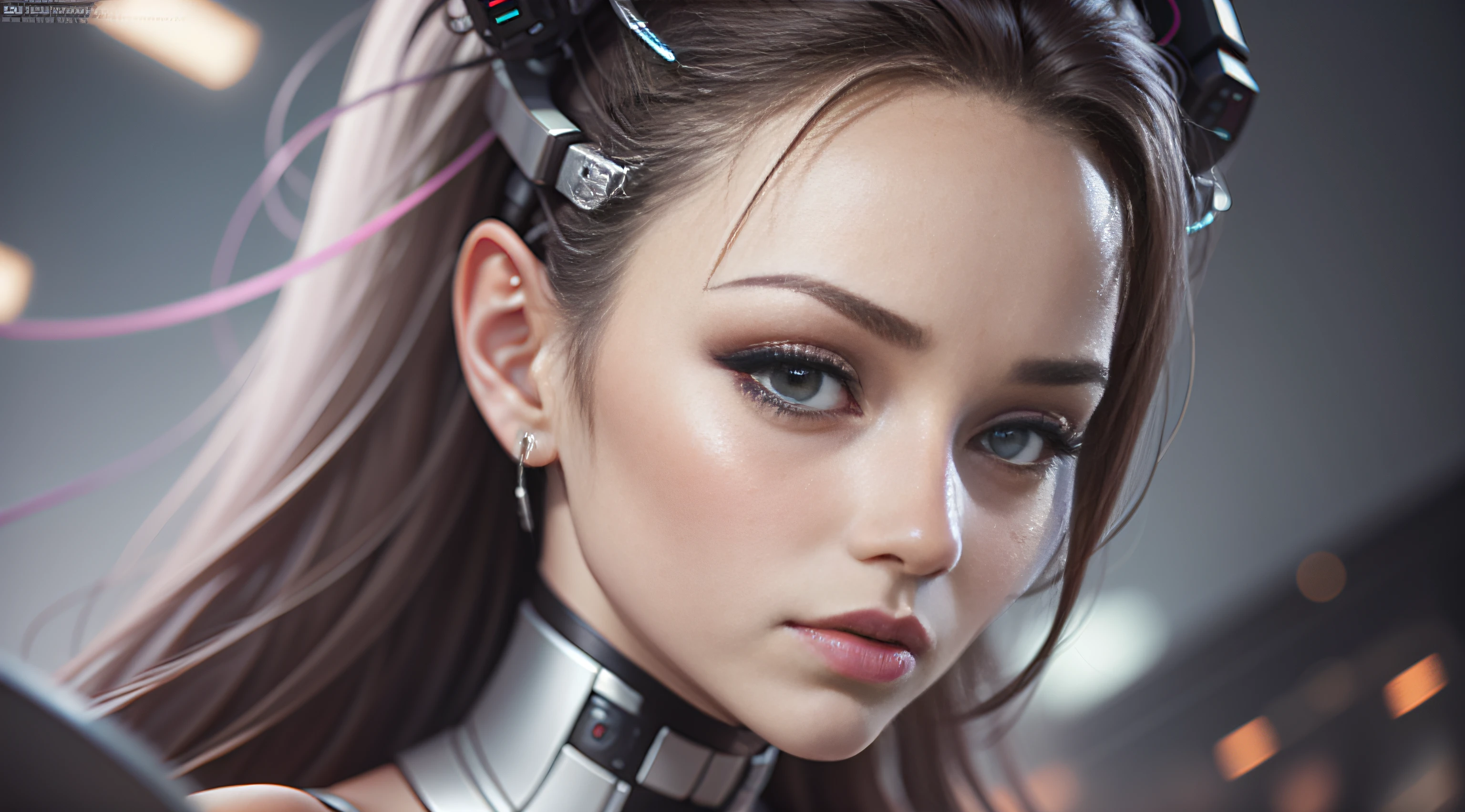 character sheets, Super detailed complex 3d rendering of beautiful porcelain silhouette japanese woman android face, Cyborg, cyborg robot parts, beautiful soft studio light, rim-light, vibrant detail, Luxurious cyberpunk, Lace, Hyperrealistic, anatomically, face muscles, electric cables, micro Chip, elegant, Beautiful background, Octane rendering, h.r. Giger style, Watch the Netflix screen