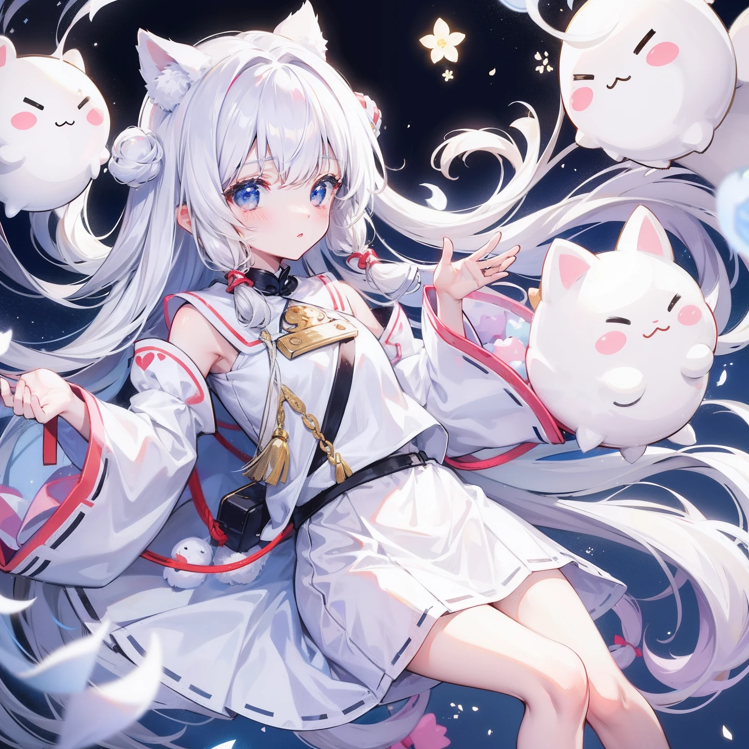 Milky long-haired milk,White clothes,Hu Hu is a very cute face,This is a cute sweet girl