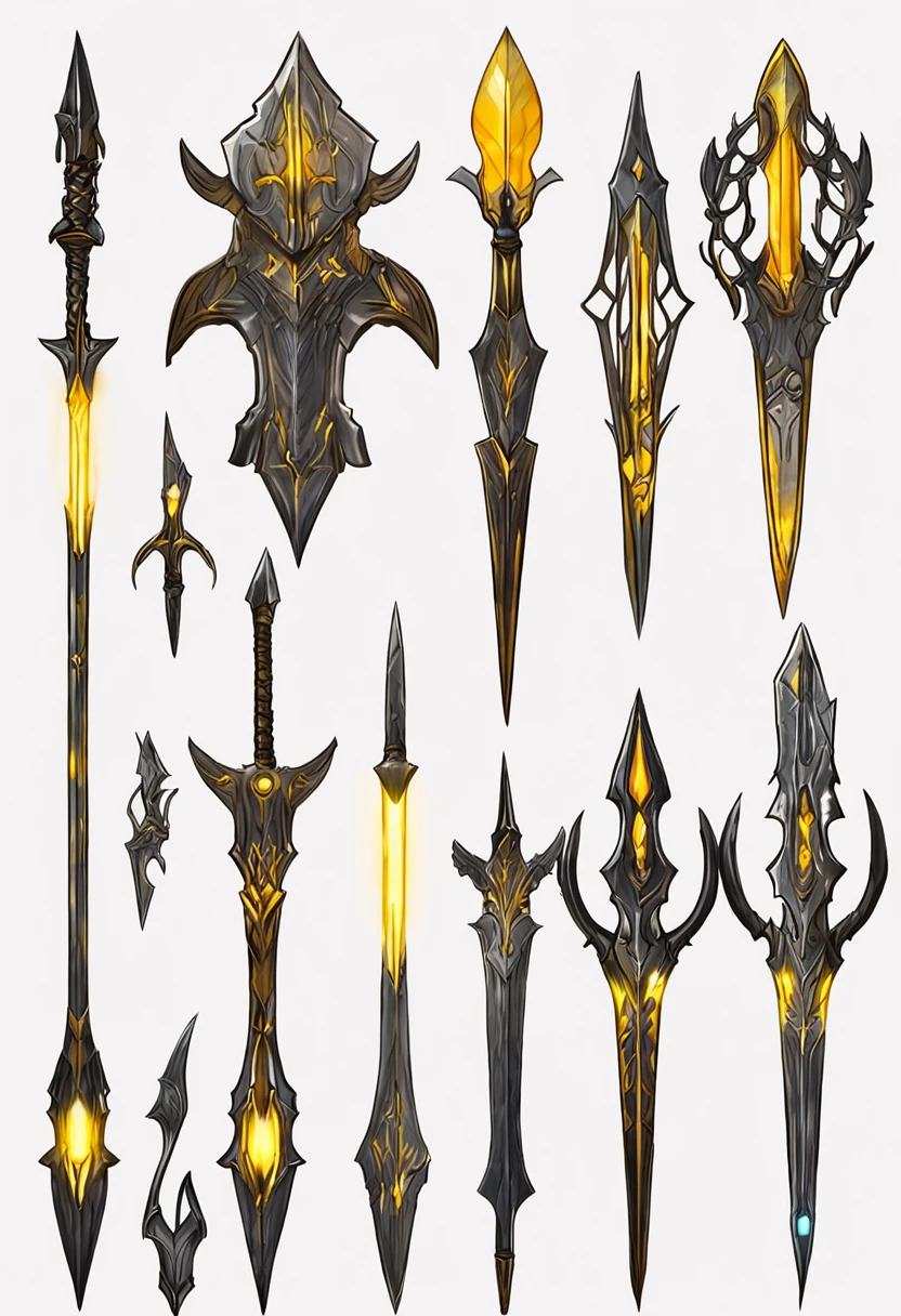 Weapon design tables, concept art, ((Crossbow)), silver decoration, totem, ((film)), (subtle lighting), (perfect shadows), (gorgeous), (perfect proportions), (intricate details)