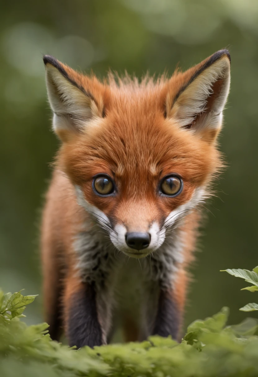 High nation-geographic symmetrical close-up portrait shoot in green jungle of an expressive fox, anamorphic lens, ultra-realistic, hyper-detailed, green-core, jungle-core –ar 16:9 –q 2 –v 5