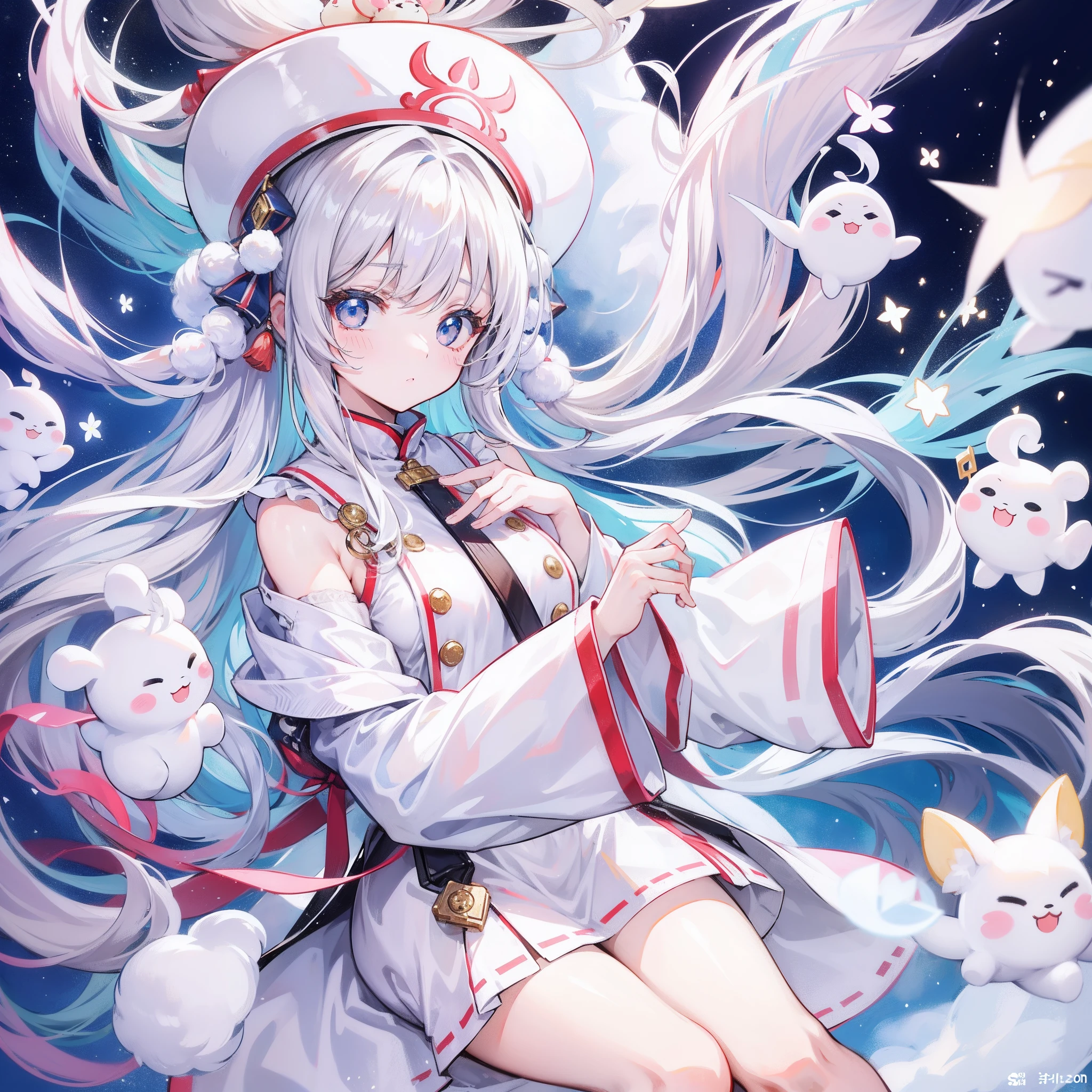 Milky long-haired milk,White clothes,Hu Hu is a very cute face,This is a cute sweet girl
