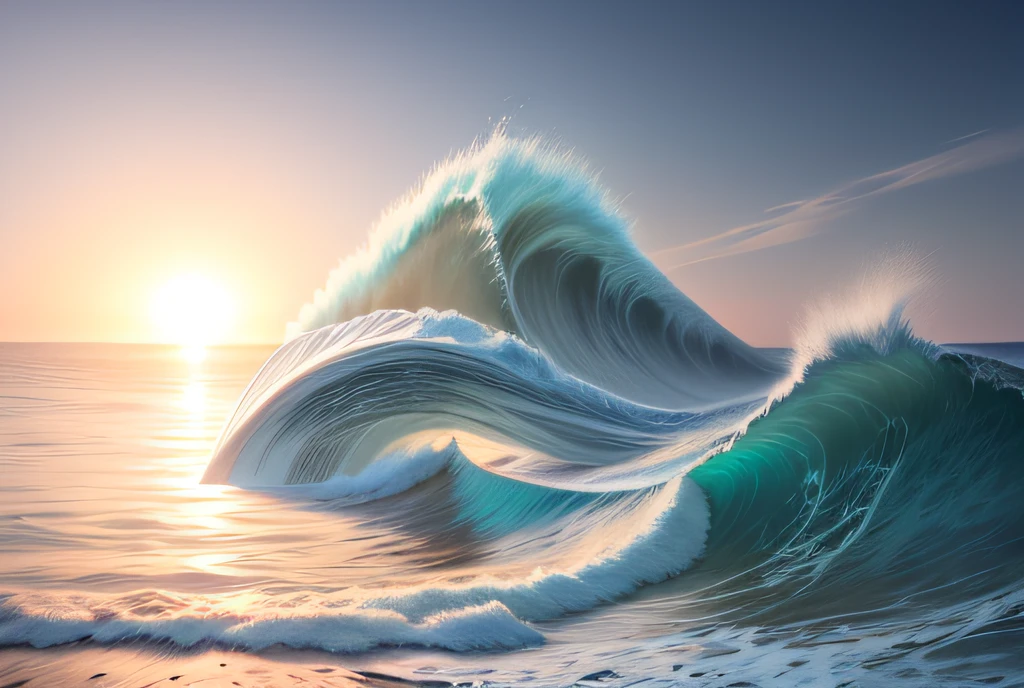 Realistic ocean landscape with waves perfect for surfing