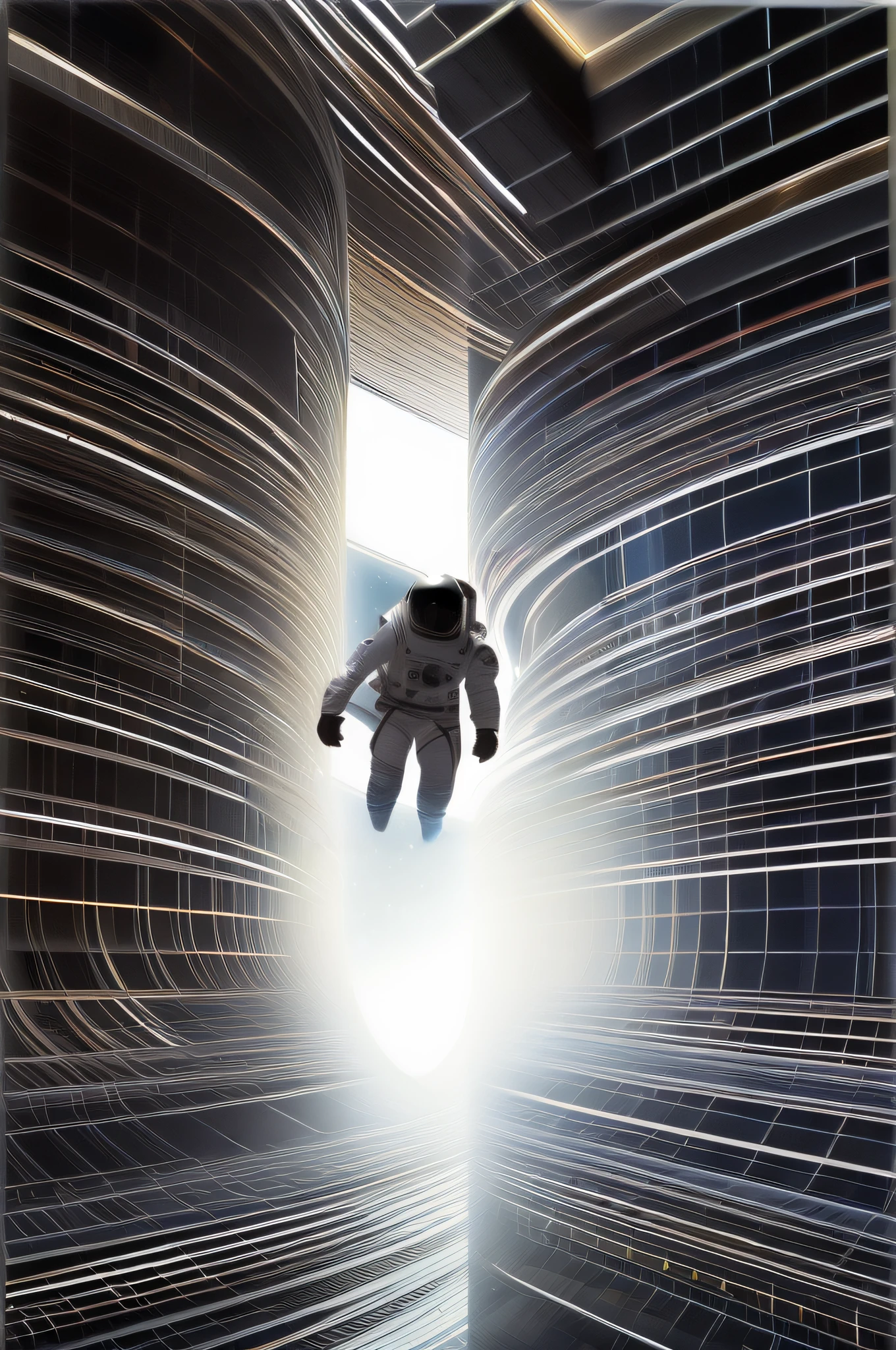 1 astronaut, floating