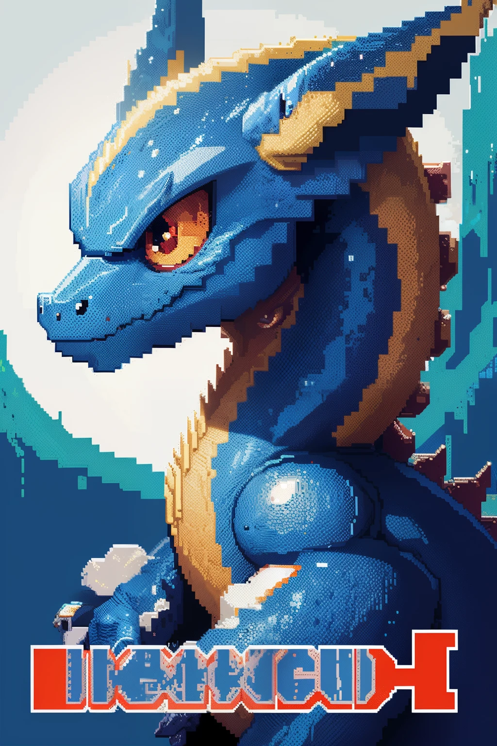 Close-up of pixel image of dragon, Dragon pixel art, 1 0 0 0 x 1 0 0 0 pixel art, pixel art sprite, videogame sprite, high quality pixel art, Pixel art vintage Digimon bitmap, For red and blue Digimon, Pixel uh, 32-bit pixel art, vintage art, pixel art 8 - bit, pixelart style