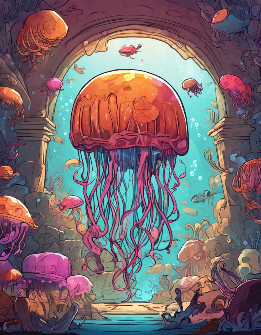 The jellyfish has a treasure chest in its belly