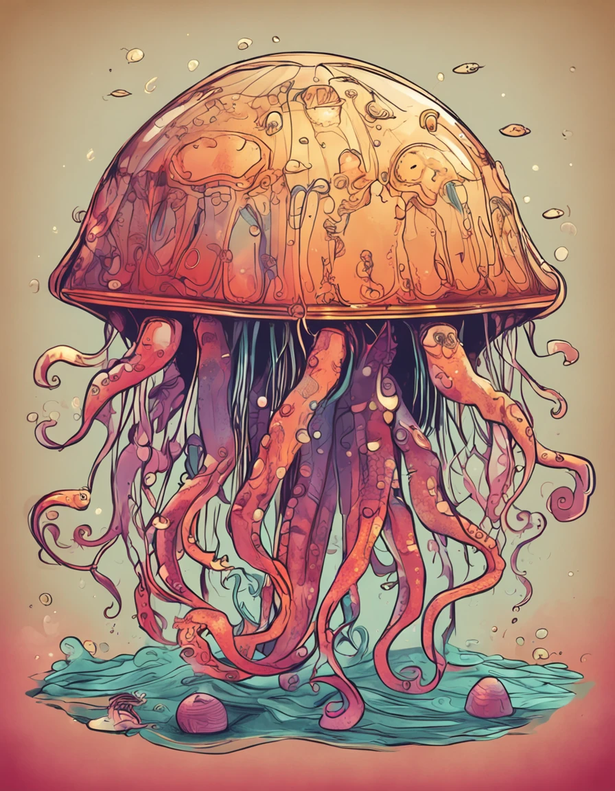 The jellyfish has a treasure chest in its belly