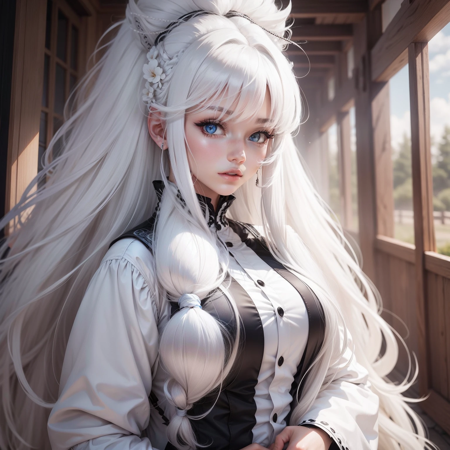 Big  white hair